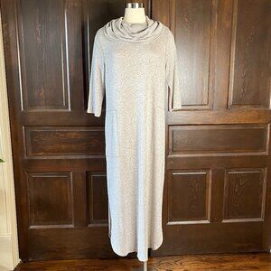 Soft Surroundings Cowl Neck Long Knit Dress NWOT Women's Size PM Brown Heather